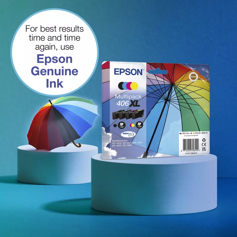 Epson 406XL Umbrella DURABrite Ultra daugiapakas EasyMail 4 vnt., XL (C13T17H64510)