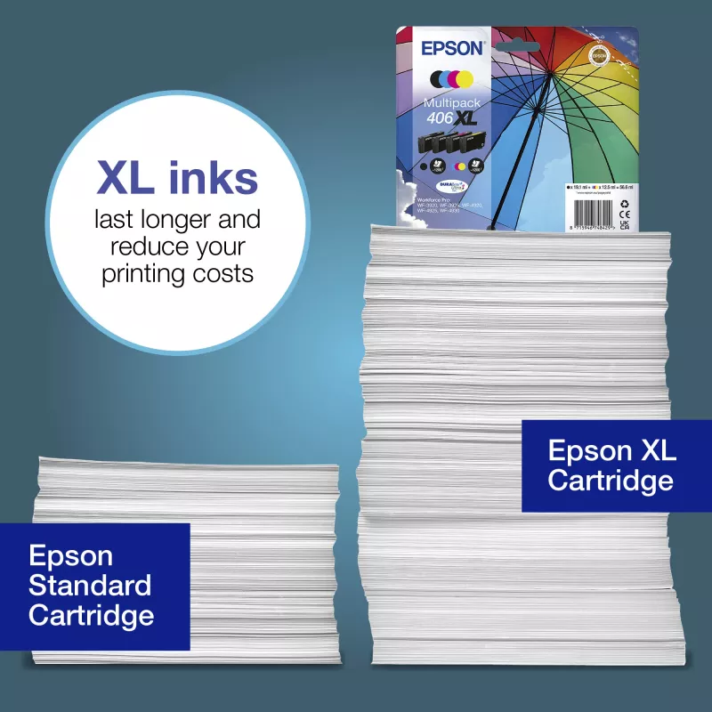 Epson 406XL Umbrella DURABrite Ultra daugiapakas EasyMail 4 vnt., XL (C13T17H64510)
