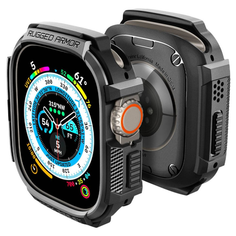 Spigen Rugged Armor dėklas, skirtas Apple Watch Ultra 49 mm, matinė juoda