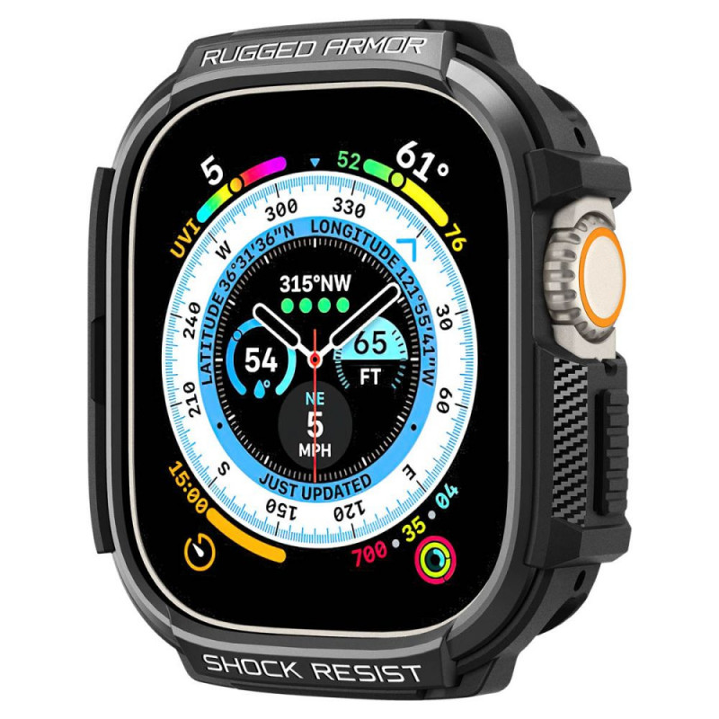 Spigen Rugged Armor dėklas, skirtas Apple Watch Ultra 49 mm, matinė juoda