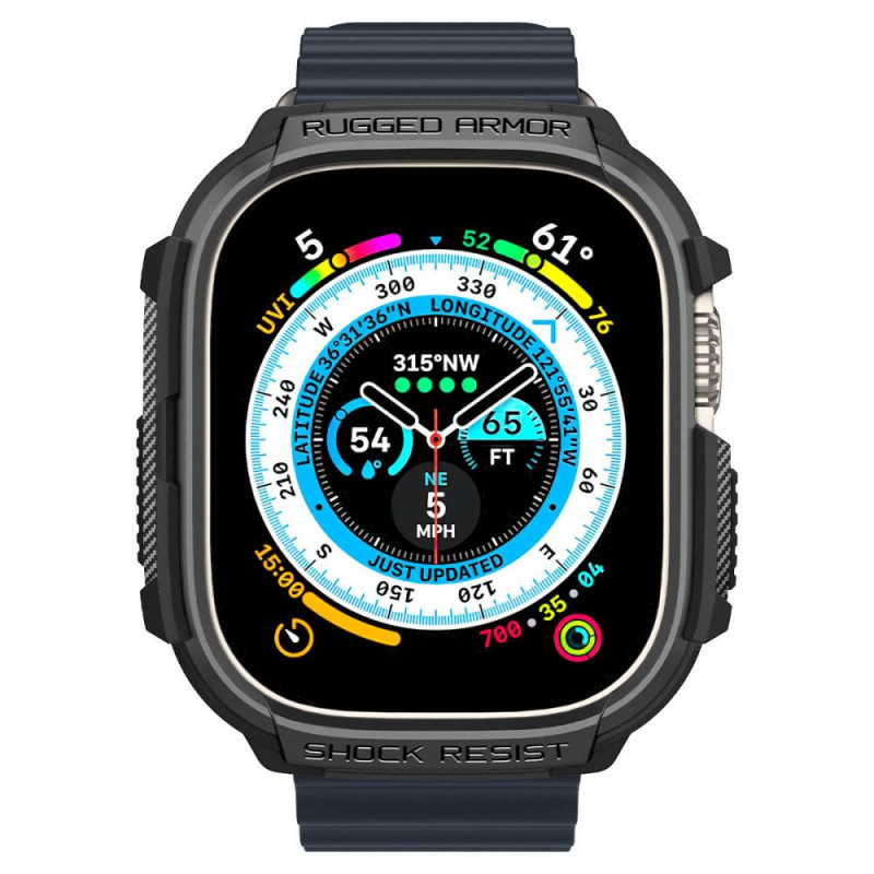 Spigen Rugged Armor dėklas, skirtas Apple Watch Ultra 49 mm, matinė juoda