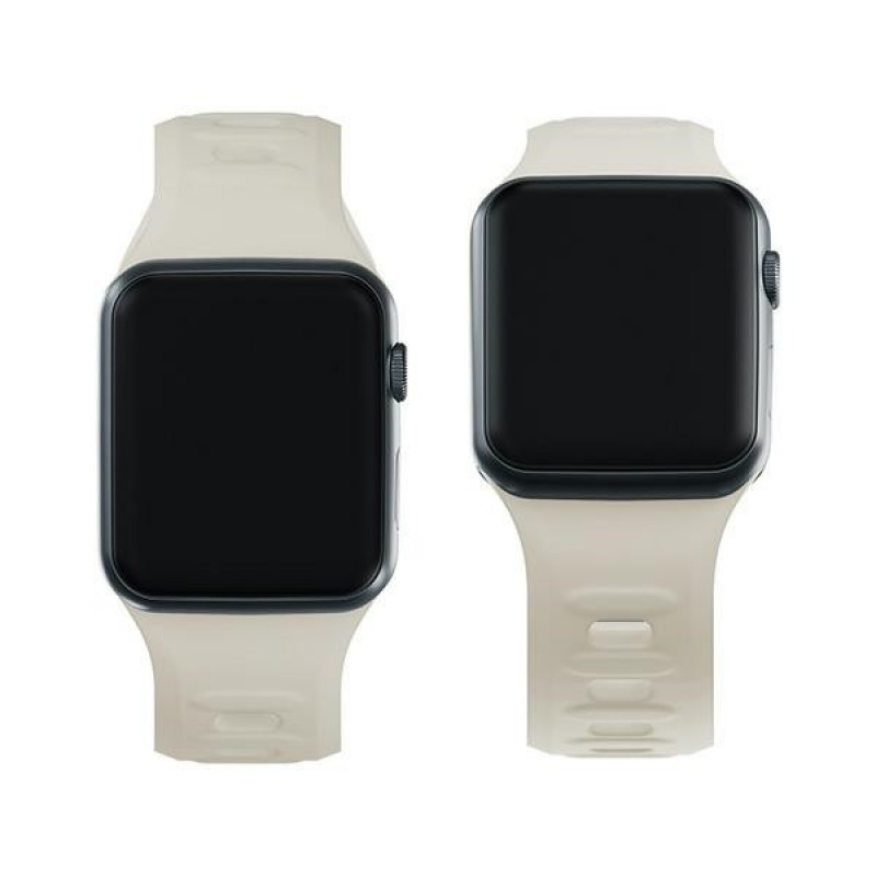 3mk silikoninis laikrodžio dirželis, skirtas Apple Watch 42/44/45/49 mm, smėlio spalvos