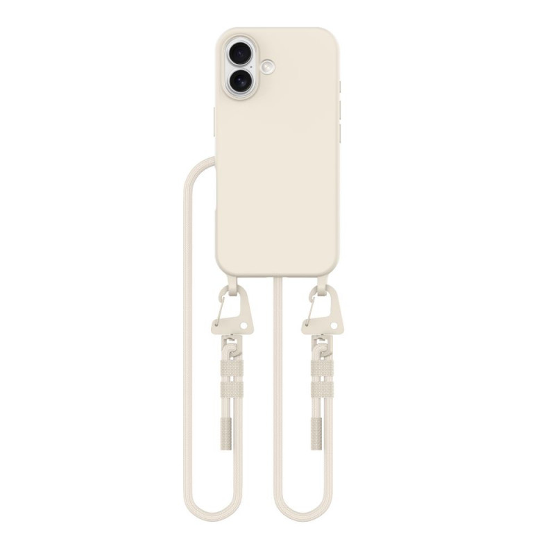 Tech-Protect MagNecklace MagSafe dėklas su dirželiu, skirtas Apple iPhone 16, smėlio spalvos