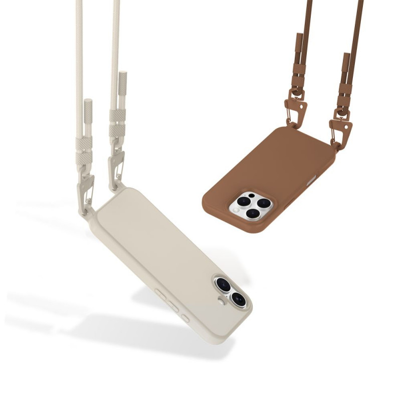 Tech-Protect MagNecklace MagSafe dėklas su dirželiu, skirtas Apple iPhone 16, smėlio spalvos