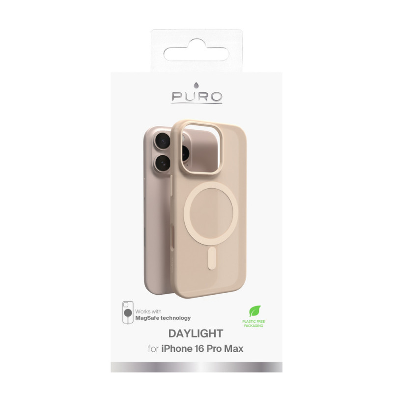 Puro Daylight MagSafe silikoninis dėklas, skirtas iPhone 16 Pro Max, smėlio spalvos