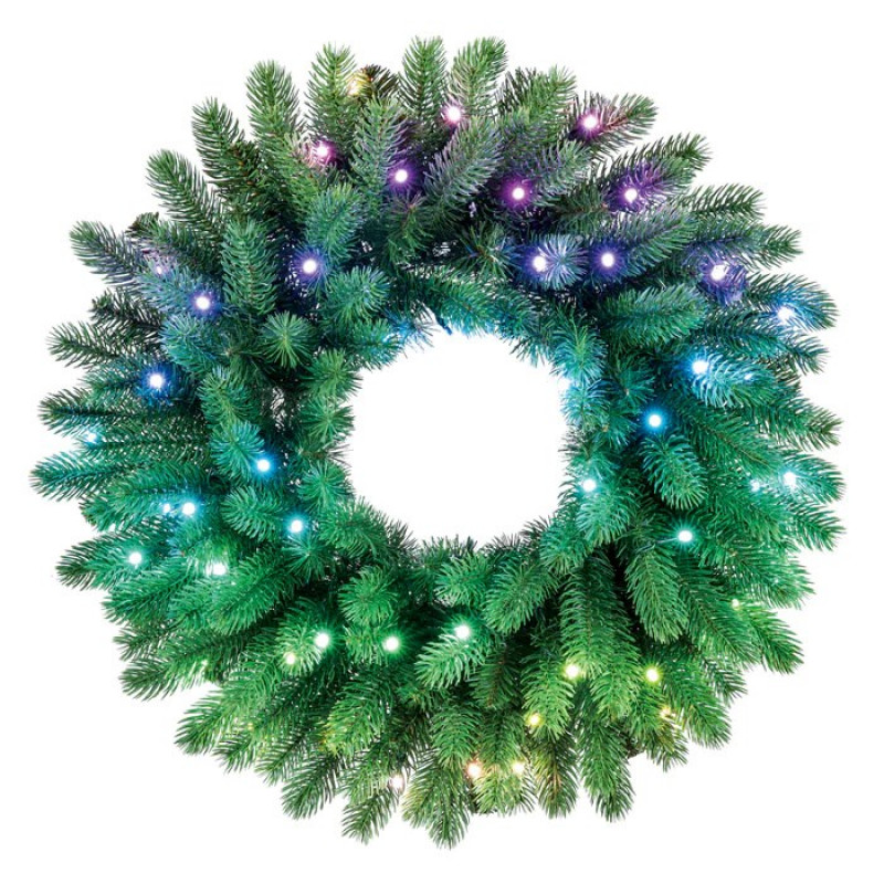 Twinkly iš anksto apšviestas vainikas 50 RGB LED, žalia viela, C tipo kištukas, 60 cm