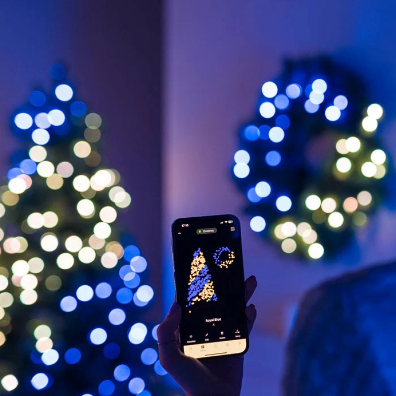 Twinkly iš anksto apšviestas vainikas 50 RGB LED, žalia viela, C tipo kištukas, 60 cm