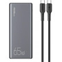 USAMS PB59 US-CD165 nešiojamasis akumuliatorius 30000 mAh, 65 W, 2x QC3.0 + PD, juodas, su USB-C į USB-C kabeliu