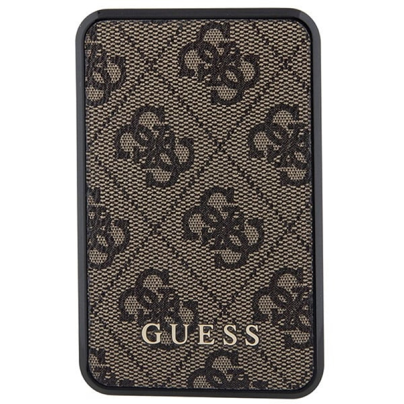 Guess GUPB10DP4GEGW nešiojamasis įkroviklis 10000 mAh, 18 W, 4G Leather Metal Logo, rudas
