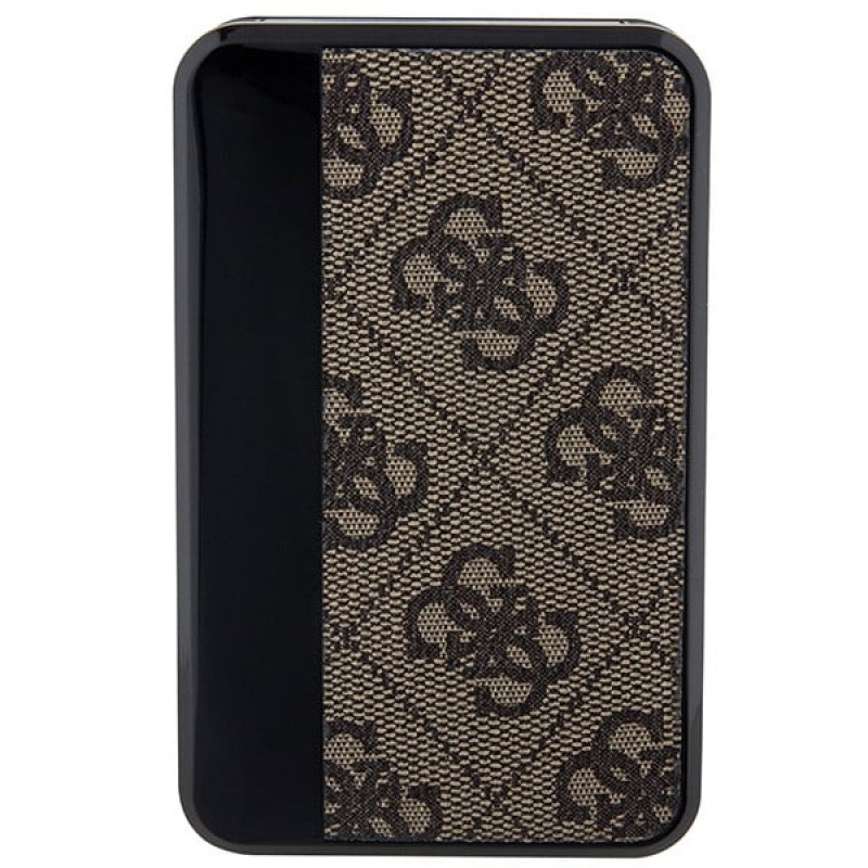 Guess GUPB10DP4GEGW nešiojamasis įkroviklis 10000 mAh, 18 W, 4G Leather Metal Logo, rudas