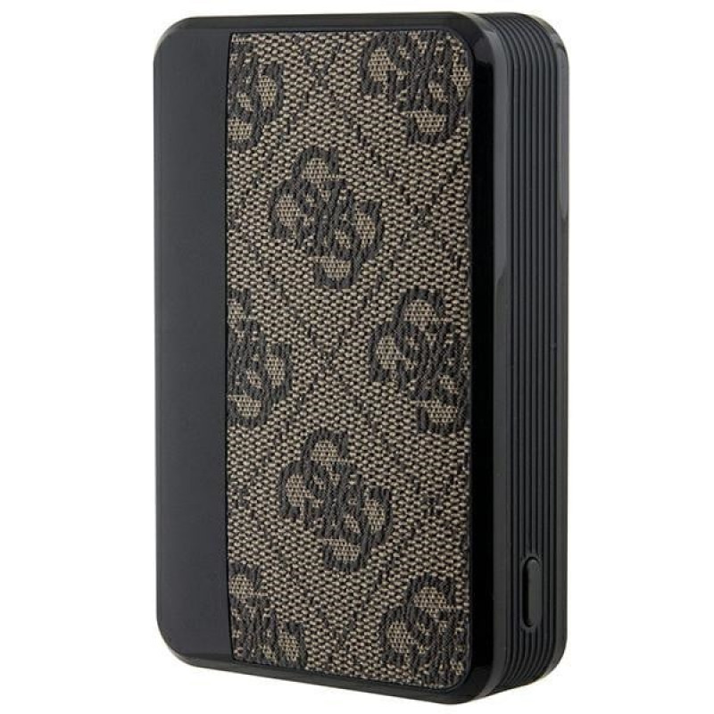Guess GUPB10DP4GEGW nešiojamasis įkroviklis 10000 mAh, 18 W, 4G Leather Metal Logo, rudas