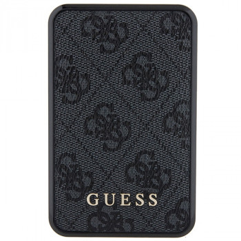 Guess GUPB10DP4GEGK nešiojamasis įkroviklis 10000 mAh, 18 W, 4G Leather Metal Logo, juodas