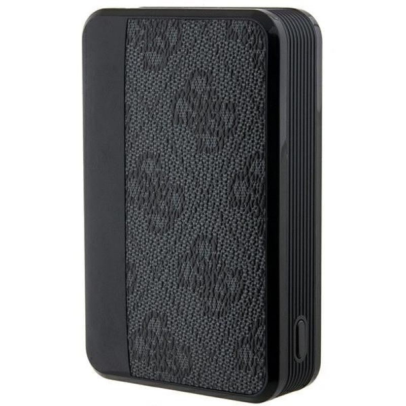 Guess GUPB10DP4GEGK nešiojamasis įkroviklis 10000 mAh, 18 W, 4G Leather Metal Logo, juodas