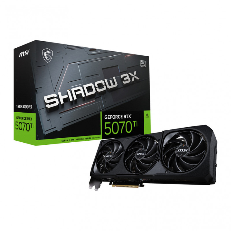 MSI GeForce RTX 5070 Ti 16G Shadow 3X OC vaizdo plokštė, 16 GB GDDR7, 3 ventiliatoriai