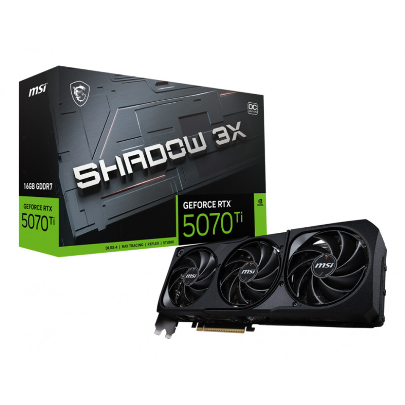 MSI GeForce RTX 5070 Ti 16G Shadow 3X OC vaizdo plokštė, 16 GB GDDR7, 3 ventiliatoriai
