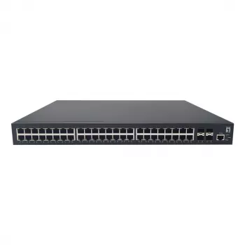 LevelOne GTP-5271DP valdomas L3 PoE+ komutatorius, 48 x Gigabit PoE, 4 x 10G SFP, 400 W, 19"