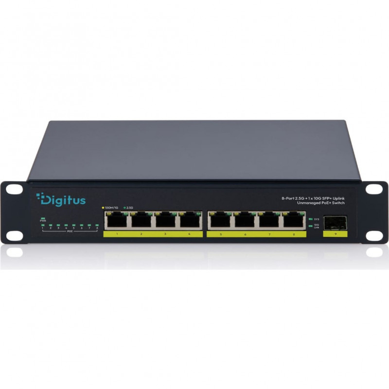 DIGITUS DN-95333 10 Gigabit 8 prievadų nevaldomas PoE+ komutatorius (80 W)