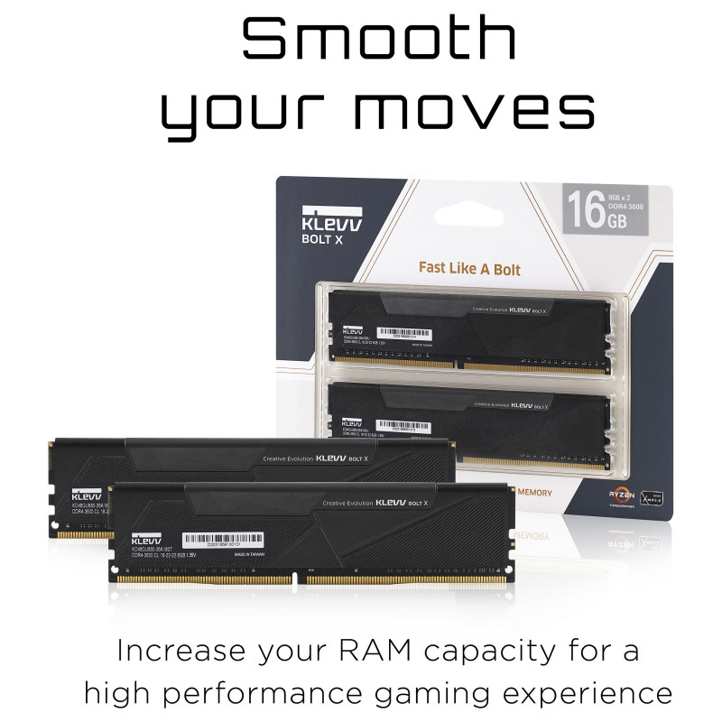 Klevv BOLT X KD48GU880-36A180U DDR4 atminties rinkinys, 16 GB (2 x 8 GB), 3600 MHz