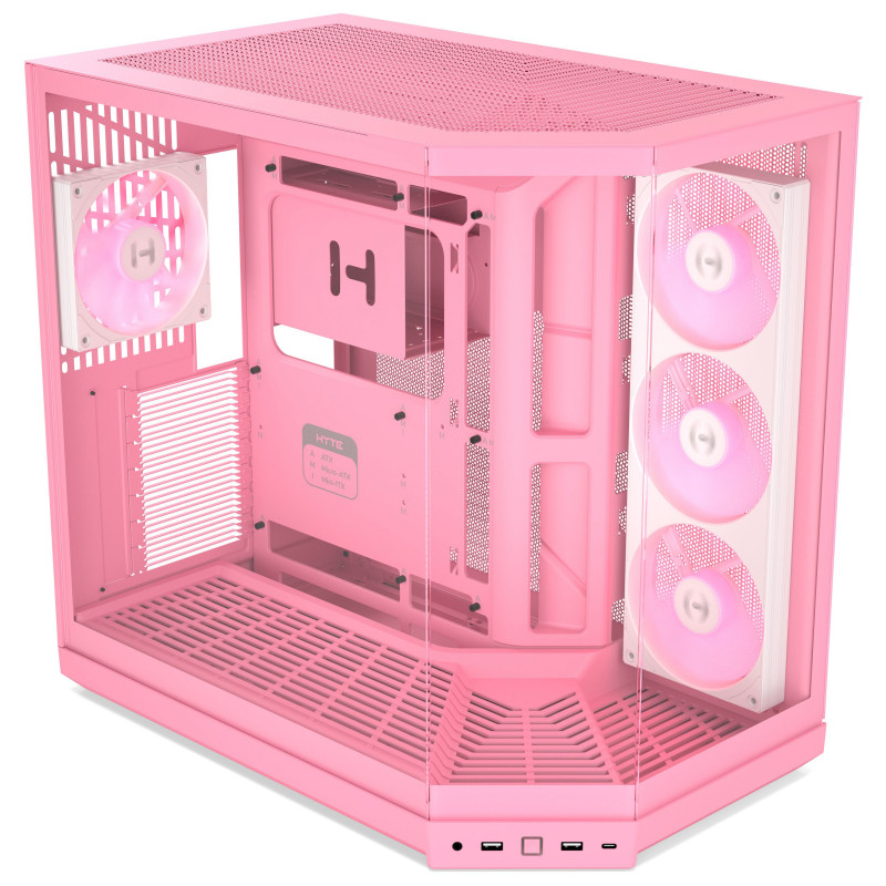 HYTE Y50 Strawberry Milk kompiuterio korpusas, šviesiai rožinis, grūdintas stiklas x 3