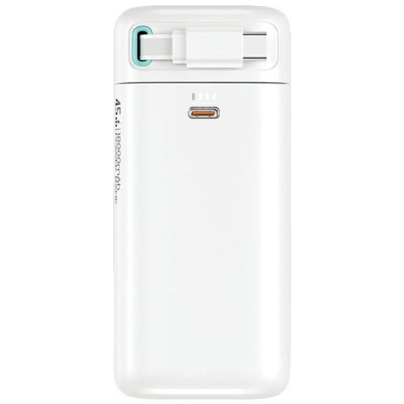 USAMS US-CD216 XMF Series nešiojamas įkroviklis 18000 mAh, PD 45W greitasis įkrovimas, su USB-C kabeliu, baltas