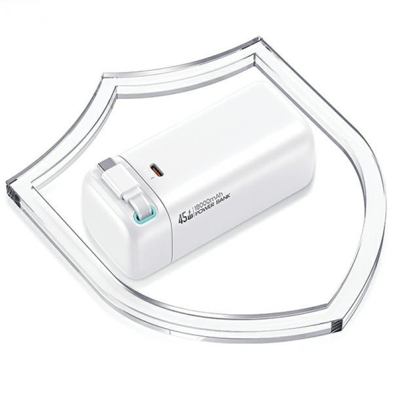 USAMS US-CD216 XMF Series nešiojamasis įkroviklis 18000 mAh, PD 45W greitasis įkrovimas, su USB-C kabeliu, juodas