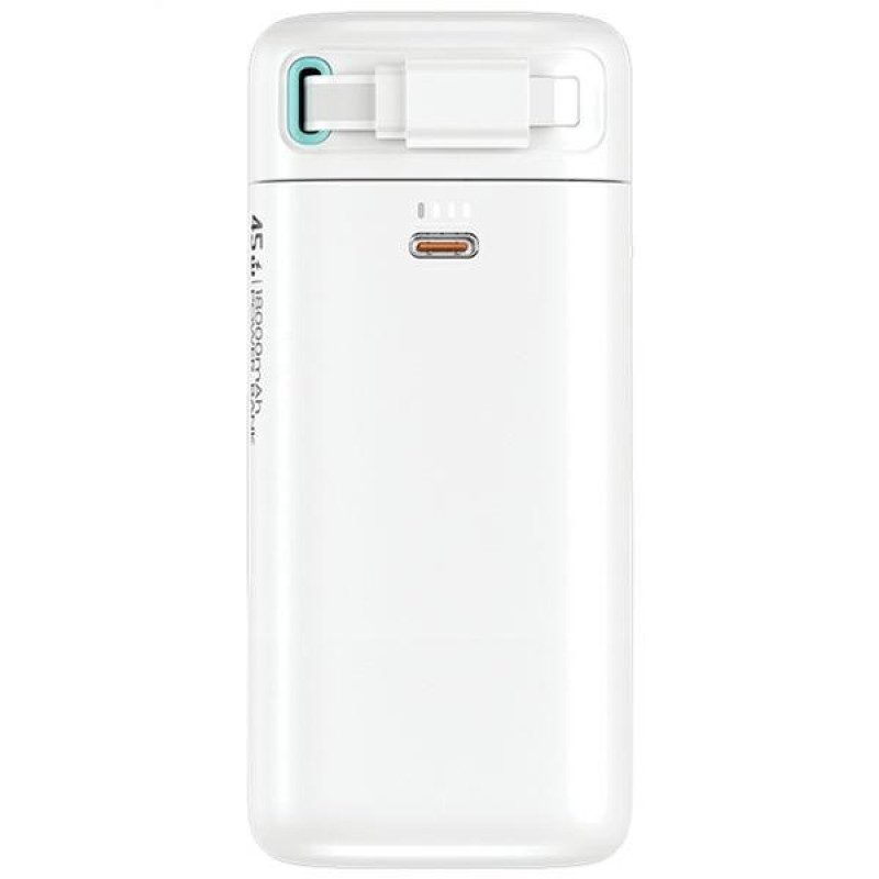 USAMS US-CD217 XMF Series nešiojamasis akumuliatorius 18000 mAh, PD 45W greitasis įkrovimas, su Lightning kabeliu, baltas