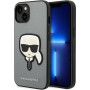 Karl Lagerfeld KLHCP14SSAPKHG kietasis dėklas Apple iPhone 14, Saffiano Karl's Head Patch, sidabrinis