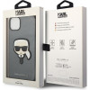 Karl Lagerfeld KLHCP14SSAPKHG kietasis dėklas Apple iPhone 14, Saffiano Karl's Head Patch, sidabrinis