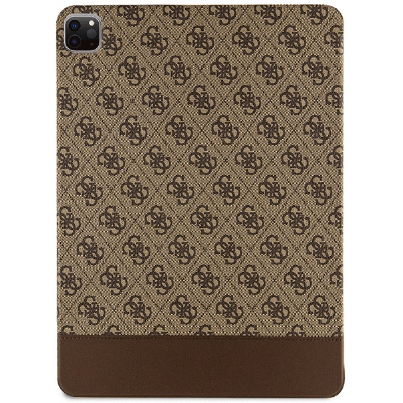 Guess GUFCP12PS4SGW dėklas skirtas Apple iPad Pro 12.9 (2020/2021/2022, 4/5/6 kartos), 4G Stripe Allover, rudas
