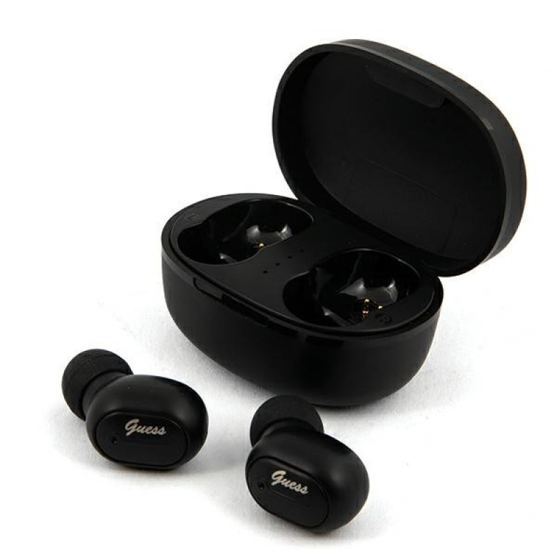 Guess GUTWST30BK belaidės TWS ausinukai su prijungimo stotele, Bluetooth 5.0, juodi