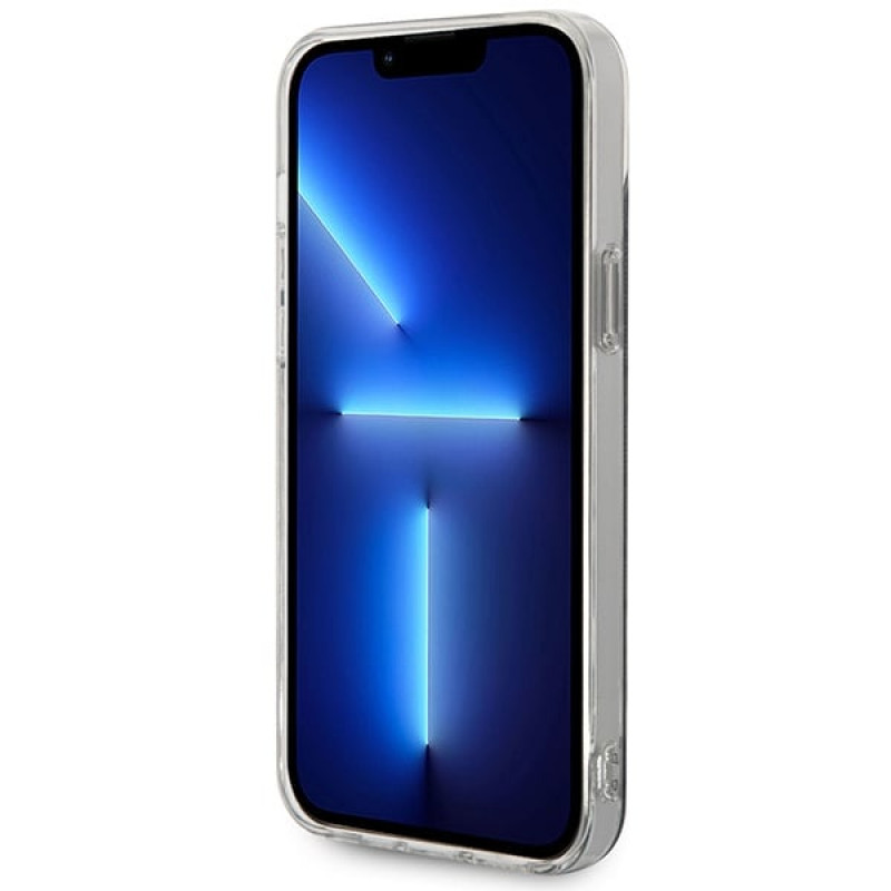 Guess GUBPP14SH4EACSK kietasis dėklas su belaidžiu įkrovikliu Apple iPhone 14, 4G Print, MagSafe, juodas