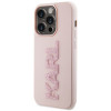 Karl Lagerfeld KLHCP15X3DMBKCP kietas dėklas Apple iPhone 15 Pro Max, 3D Rubber Glitter Logo, rožinis