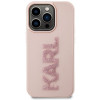 Karl Lagerfeld KLHCP15X3DMBKCP kietas dėklas Apple iPhone 15 Pro Max, 3D Rubber Glitter Logo, rožinis