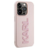 Karl Lagerfeld KLHCP15X3DMBKCP kietas dėklas Apple iPhone 15 Pro Max, 3D Rubber Glitter Logo, rožinis