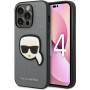Karl Lagerfeld KLHCP14LSAPKHG kietasis dėklas Apple iPhone 14 Pro, Saffiano Karl's Head Patch, sidabrinis