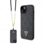 Guess GUHCP15MP4TDSCPK Apple iPhone 15 Plus / 14 Plus kietasis dėklas, Crossbody 4G Metal Logo, juodas