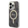 Guess GUBPP14XH4EACSK dėklas + belaidis įkroviklis Apple iPhone 14 Pro Max juodas kietasis dėklas, 4G Print, MagSafe