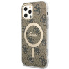 Guess GUBPP12MH4EACSW dėklas + belaidis įkroviklis Apple iPhone 12 / iPhone 12 Pro, rudas, kietasis dėklas, 4G Print, MagSafe