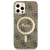 Guess GUBPP12MH4EACSW dėklas + belaidis įkroviklis Apple iPhone 12 / iPhone 12 Pro, rudas, kietasis dėklas, 4G Print, MagSafe