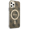 Guess GUBPP12MH4EACSW dėklas + belaidis įkroviklis Apple iPhone 12 / iPhone 12 Pro, rudas, kietasis dėklas, 4G Print, MagSafe