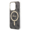 Guess GUBPP14LH4EACSK dėklas + belaidis įkroviklis Apple iPhone 14 Pro juodas kietasis dėklas, 4G Print, MagSafe