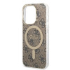 Guess GUBPP14XH4EACSW dėklas + belaidis įkroviklis Apple iPhone 14 Pro Max rudas kietasis dėklas, 4G Print, MagSafe