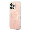 Guess GUBPP13LH4EACSP dėklas + belaidis įkroviklis Apple iPhone 13 Pro rožinis kietasis dėklas, 4G Print, MagSafe