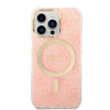 Guess GUBPP13LH4EACSP dėklas + belaidis įkroviklis Apple iPhone 13 Pro rožinis kietasis dėklas, 4G Print, MagSafe