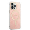 Guess GUBPP13LH4EACSP dėklas + belaidis įkroviklis Apple iPhone 13 Pro rožinis kietasis dėklas, 4G Print, MagSafe
