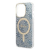 Guess GUBPP14XH4EACSB dėklas + belaidis įkroviklis Apple iPhone 14 Pro Max mėlynas kietasis dėklas, 4G Print, MagSafe
