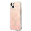 Guess GUBPP14MH4EACSP Dėklas + belaidis įkroviklis Apple iPhone 14 Plus / iPhone 15 Plus rausvas kietasis dėklas, 4G Print, MagSafe