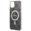 Guess GUBPP14MH4EACSK dėklas + belaidis įkroviklis Apple iPhone 14 Plus / iPhone 15 Plus juodas kietasis dėklas, 4G Print, MagSafe