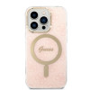 Guess GUBPP14LH4EACSP dėklas + belaidis įkroviklis Apple iPhone 14 Pro rausvas kietasis dėklas, 4G Print, MagSafe