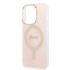 Guess GUBPP14LH4EACSP dėklas + belaidis įkroviklis Apple iPhone 14 Pro rausvas kietasis dėklas, 4G Print, MagSafe